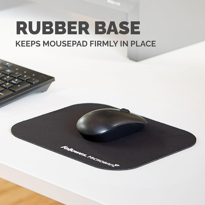 Fellowes Mouse Mat with Non-Slip Rubber Base - Mouse Pad with Antibacterial Protection - Suitable for Both Optical and Laser Mice - 199 x 232 x 2mm