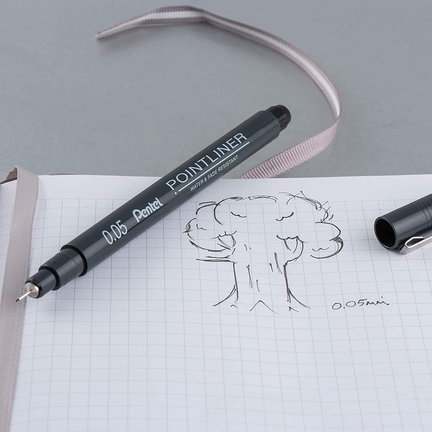 Pentel Arts Pointliner, 0.05mm Tip, Black Pigment ink, Pack of 12 pens