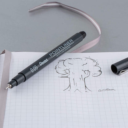 Pentel Arts Pointliner, 0.05mm Tip, Black Pigment ink, Pack of 12 pens