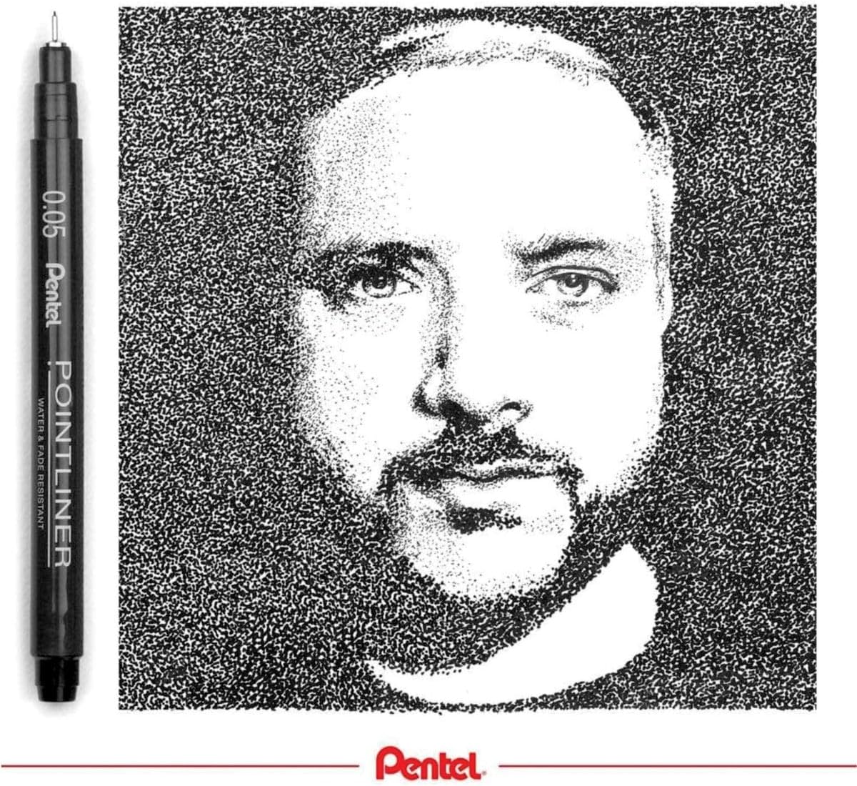 Pentel Arts Pointliner, 0.05mm Tip, Black Pigment ink, Pack of 12 pens