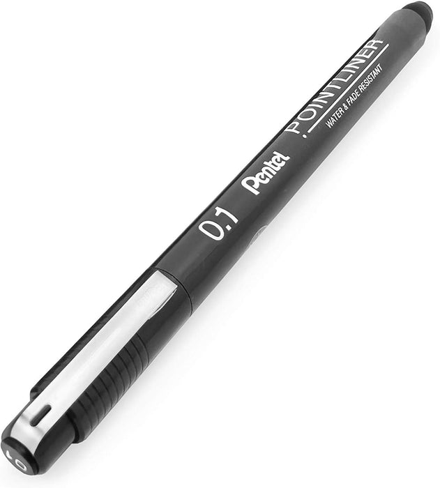 Pentel - S20P Pointliner Pigment Liner Technical Drawing Fineliner Pen - 0.1mm - Black Ink - Pack of 12
