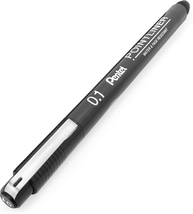 Pentel - S20P Pointliner Pigment Liner Technical Drawing Fineliner Pen - 0.1mm - Black Ink - Pack of 12