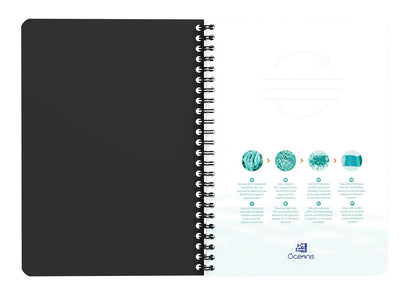Oxford Oceanis - Cuaderno de espiral (A5, 5 unidades, plástico reciclado del mar, 180 páginas, 5 colores)