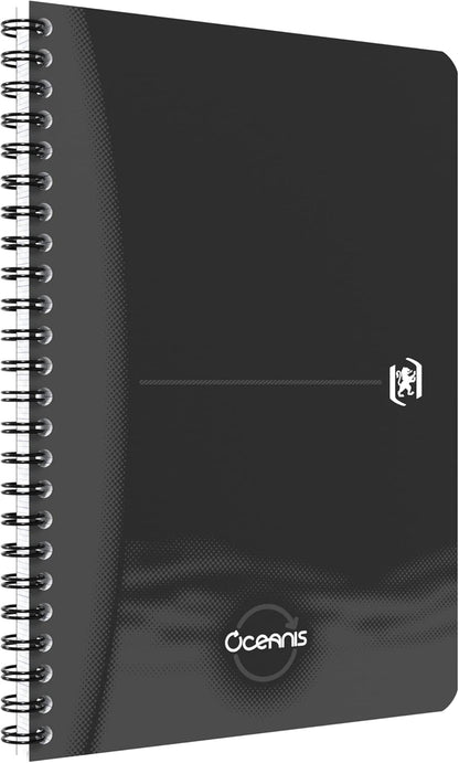 Oxford 1 x A5 Ruled Spiral Notebook Oceanis Recycled Plastic from the Sea 180 Pages Black