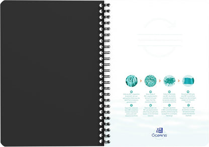 Oxford 1 x A5 Ruled Spiral Notebook Oceanis Recycled Plastic from the Sea 180 Pages Black