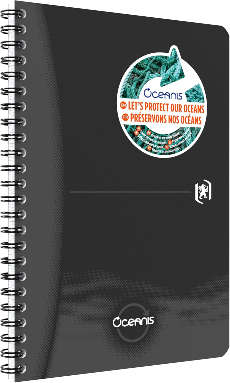 Oxford 1 x A5 Ruled Spiral Notebook Oceanis Recycled Plastic from the Sea 180 Pages Black