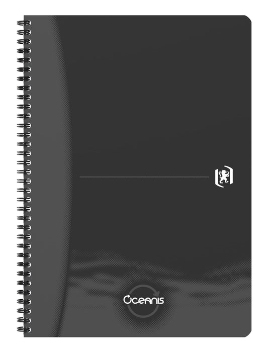 Oxford 1 x A4 Ruled Spiral Notebook - Oceanis Recycled Plastic from the Sea - 180 Pages - Black