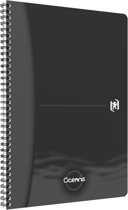 Oxford 1 x A4 Ruled Spiral Notebook - Oceanis Recycled Plastic from the Sea - 180 Pages - Black