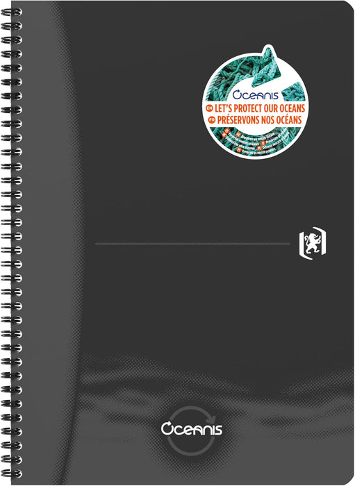 Oxford 1 x A4 Ruled Spiral Notebook - Oceanis Recycled Plastic from the Sea - 180 Pages - Black