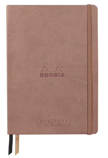 RHODIA 194444C - Bullet Journal Goalbook Creation Rigid Notebook Rosewood - A5 15.5x21x2 cm - Dotted Dot - 160 pages Clairefontaine Maya Smooth Black Paper 120 g/m - Faux Leather Cover
