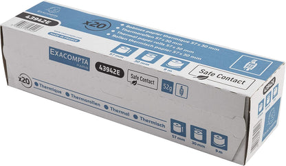 Exacompta - Ref 43942E - Safe Contact Credit Card Machine Rolls - 57mm Wide x 30mm Diameter x 9m in Length, Phenol Free, FSC-Certified Paper - Pack of 20