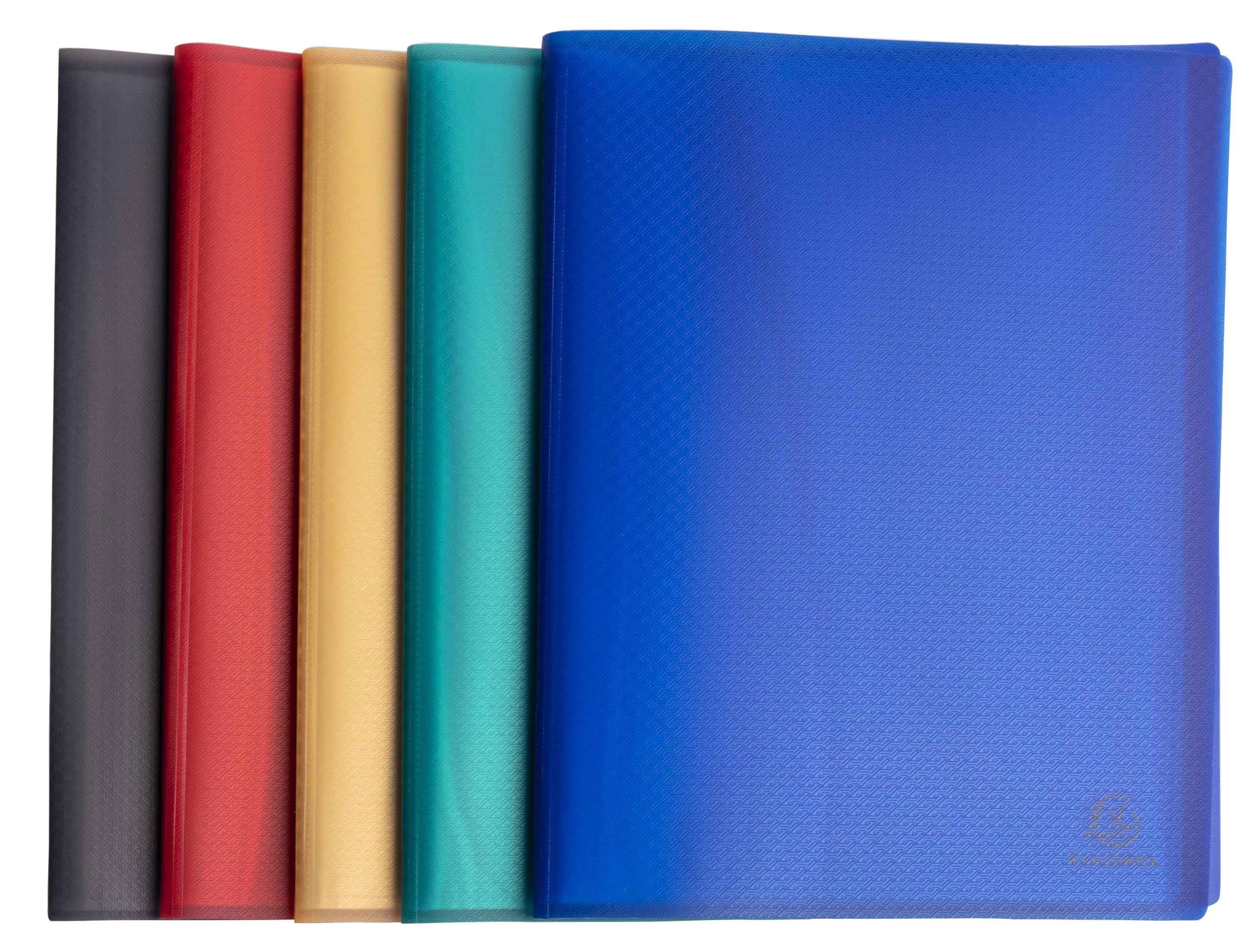 Exacompta - Ref 78520E - Pack of 5 Opak Recycled Document Sleeves - 20 Grained Pockets - 40 Sheets - for A4 Size - Semi-Opaque 4/10th Cover - 5 Assorted Colours