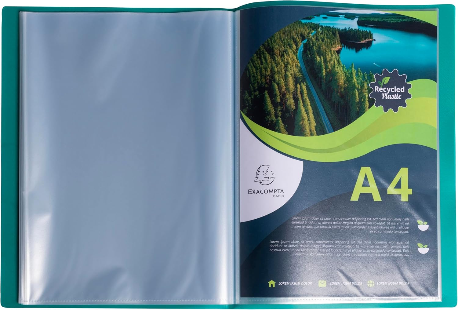 Exacompta - Ref 78530E - Pack of 5 Opak Recycled Document Sleeves - 30 Grained Pockets - 60 Sheets - for A4 Size - Semi-Opaque 4/10th Cover - 5 Assorted Colours