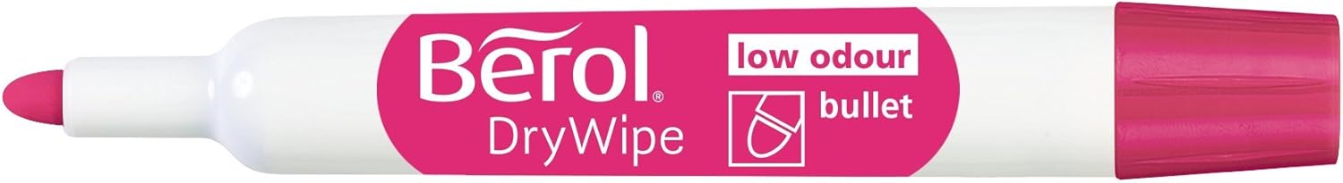Berol Dry Wipe Whiteboard Marker Pens | Bullet Tip | Assorted Colours | 8 Count Dry Erase Markers
