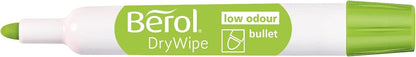 Berol Dry Wipe Whiteboard Marker Pens | Bullet Tip | Assorted Colours | 8 Count Dry Erase Markers