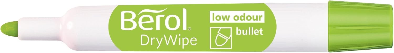 Berol Dry Wipe Whiteboard Marker Pens | Bullet Tip | Assorted Colours | 8 Count Dry Erase Markers