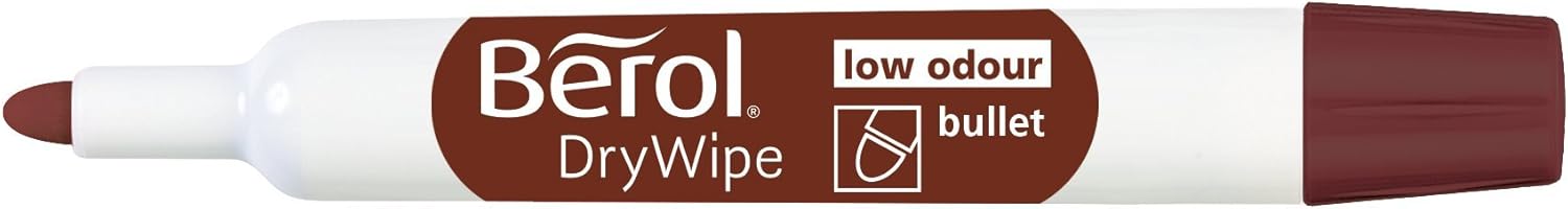 Berol DryWipe Whiteboard Marker Pens | Bullet Tip | Assorted Colours | Low-Odour Ink | 48 Dry Erase Markers
