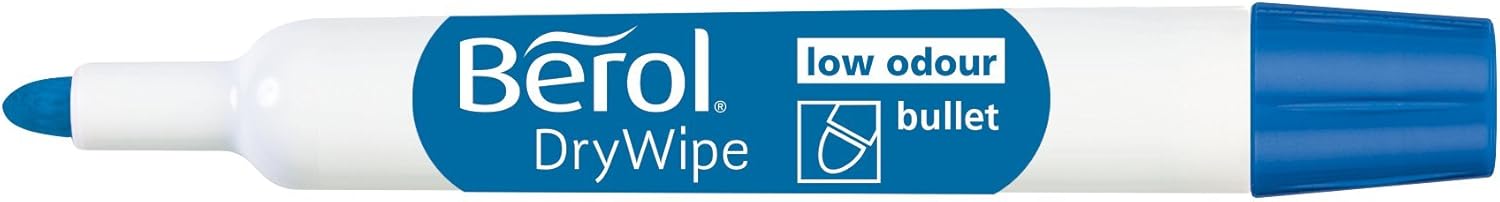 Berol DryWipe Whiteboard Marker Pens | Bullet Tip | Assorted Colours | Low-Odour Ink | 48 Dry Erase Markers