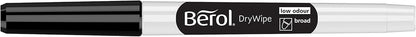 Berol Dry Wipe Whiteboard Marker Pens | Broad Tip | Black Low-Odour Ink | 12 Dry Erase Markers