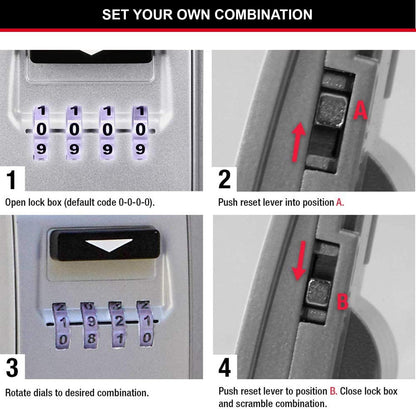 MASTER LOCK Wall Mounted Light Up Dial Key Safe, Medium 72 x 126 x 52 mm, Outdoor, Mounting Kit, for Home Office Industries Vehicles