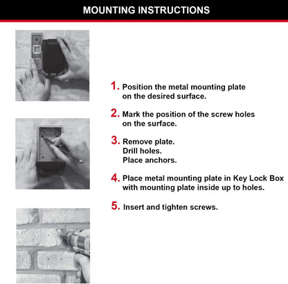 MASTER LOCK Wall Mounted Light Up Dial Key Safe, Medium 72 x 126 x 52 mm, Outdoor, Mounting Kit, for Home Office Industries Vehicles
