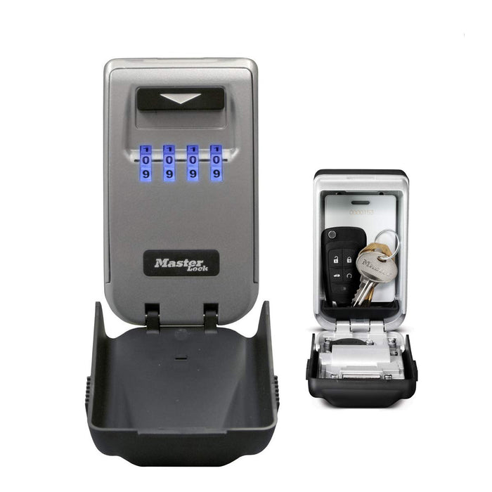MASTER LOCK Wall Mounted Light Up Dial Key Safe, Medium 72 x 126 x 52 mm, Outdoor, Mounting Kit, for Home Office Industries Vehicles
