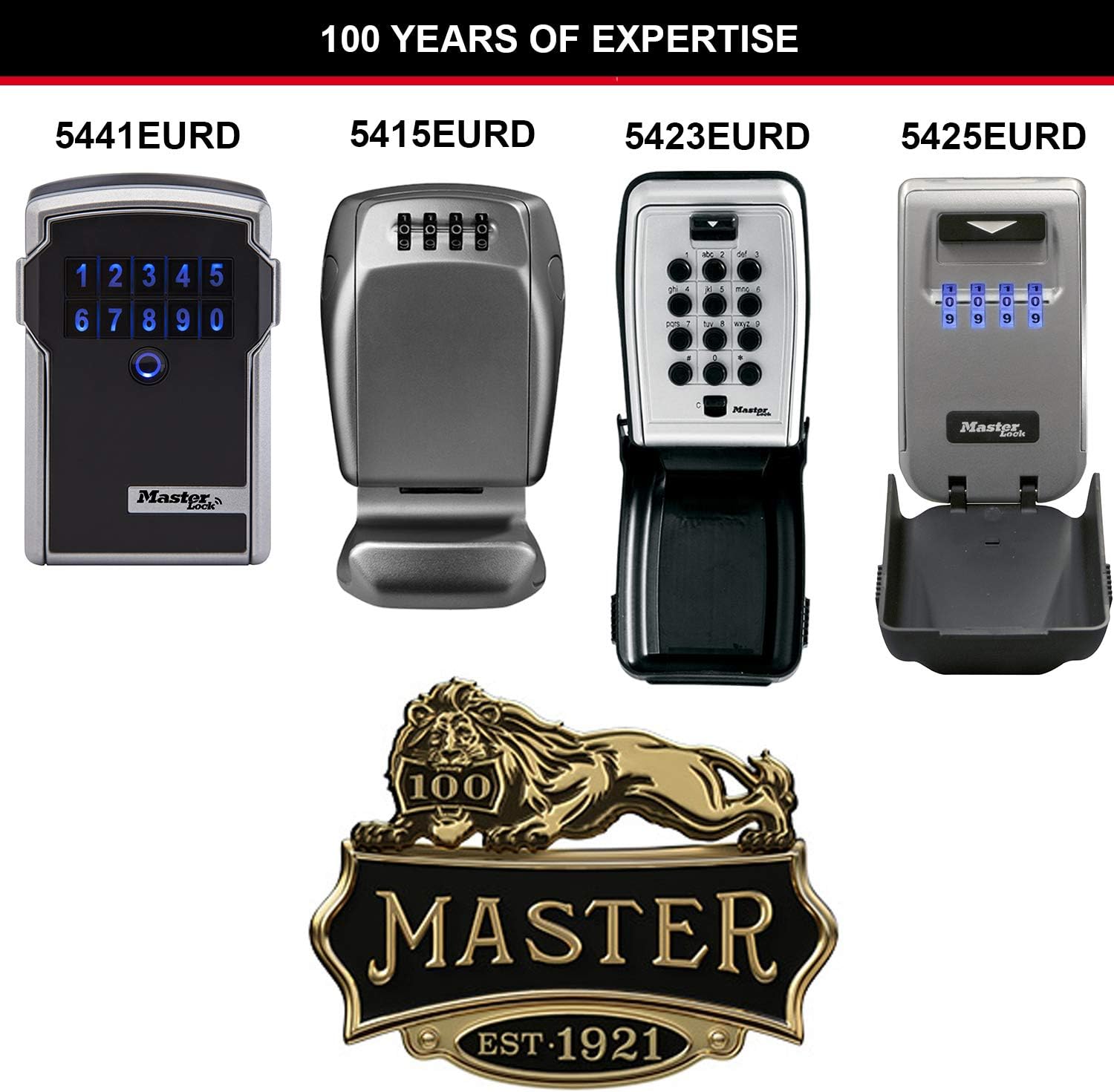 MASTER LOCK Wall Mounted Light Up Dial Key Safe, Medium 72 x 126 x 52 mm, Outdoor, Mounting Kit, for Home Office Industries Vehicles