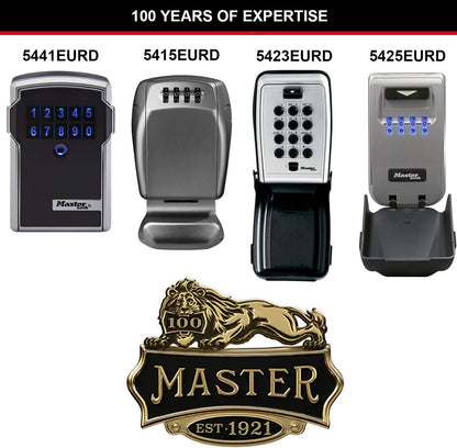 MASTER LOCK Wall Mounted Light Up Dial Key Safe, Medium 72 x 126 x 52 mm, Outdoor, Mounting Kit, for Home Office Industries Vehicles