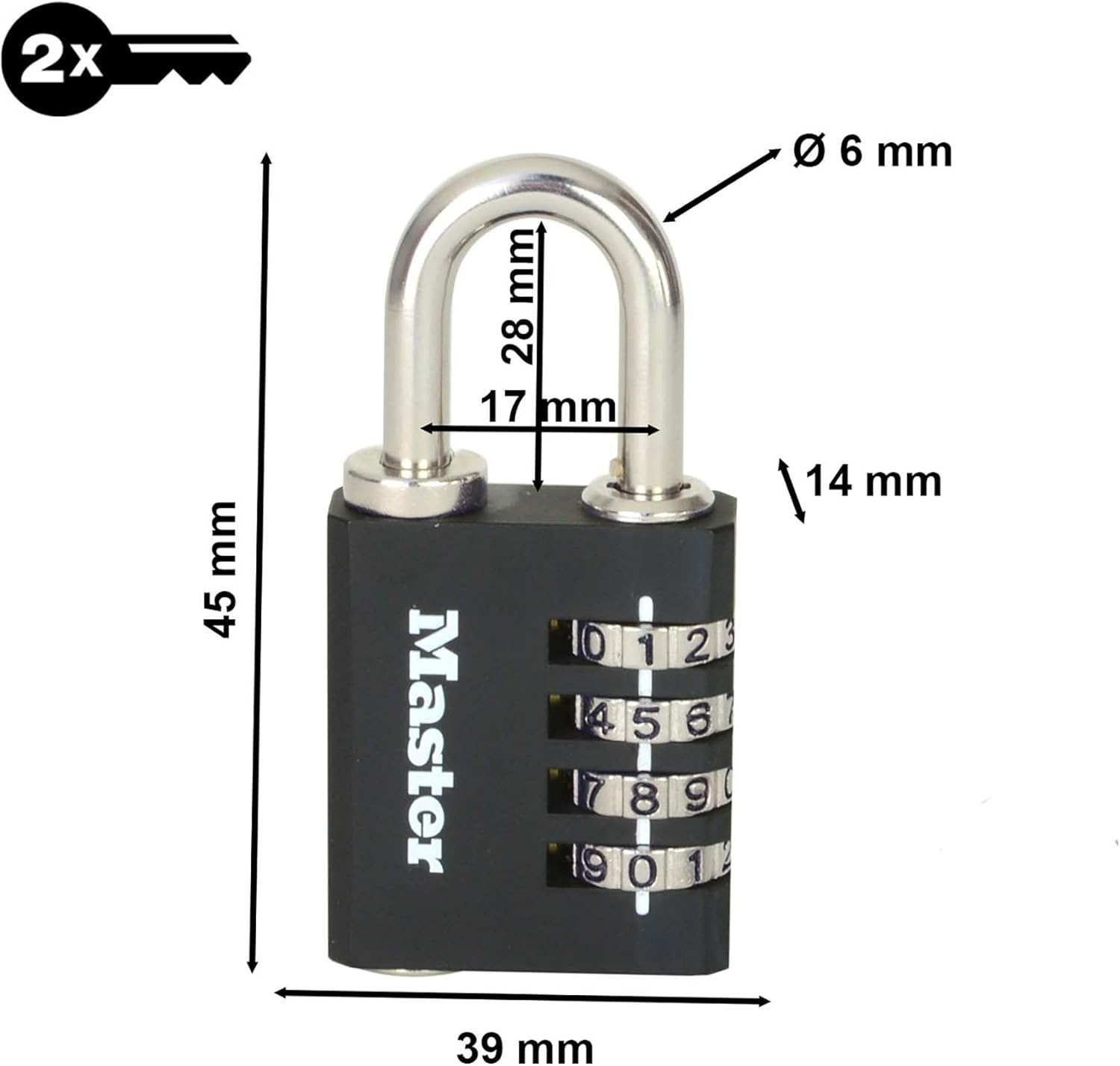 Master Lock Comb Padl +Override Key