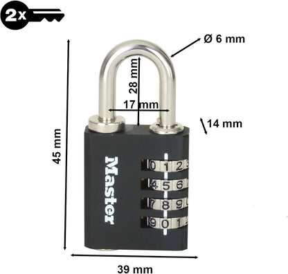 Master Lock Comb Padl +Override Key