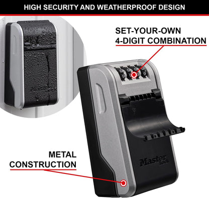 Master Lock 5481EURD Wall Mounted Key Safe with new innovative design, Large Capacity, High Security
