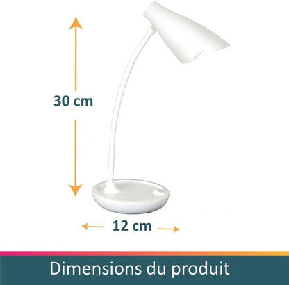 Unilux, Lámpara de Escritorio LED Ukky, Brazo Flexible Giratorio 360 °, Color Blanco
