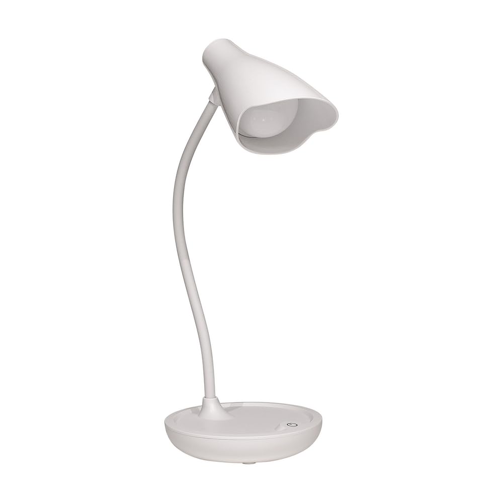 Unilux, Lámpara de Escritorio LED Ukky, Brazo Flexible Giratorio 360 °, Color Blanco