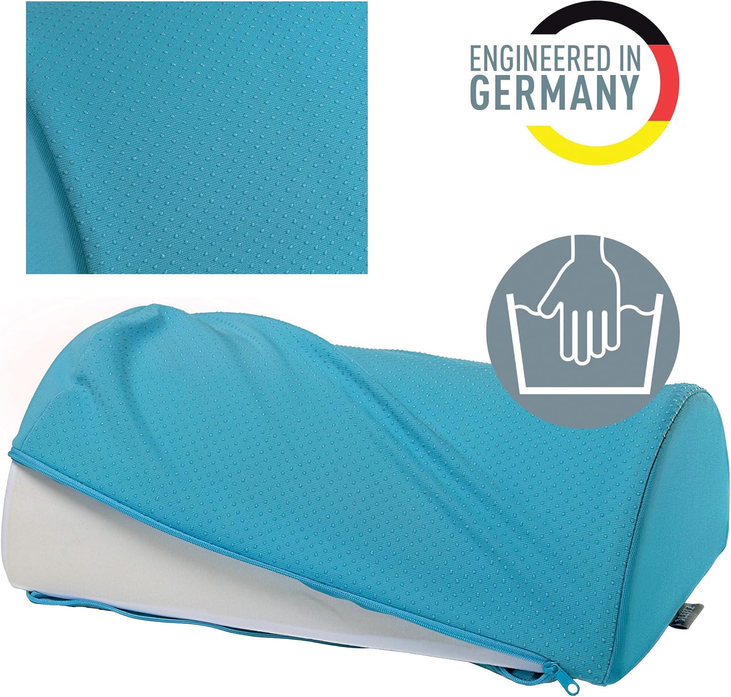 Leitz Desk Foot Rest, Adjustable Leg & Knee Support, Suitable For The Home Office, Relieves Shoulder & Back Ache, Made From Foam With A Fabric Cover, Ergo Cosy Range, Calm Blue, 53710061