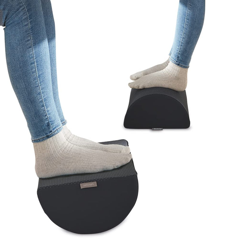 Leitz Desk Foot Rest, Adjustable Leg & Knee Support, Suitable For The Home Office, Relieves Shoulder & Back Ache, Made From Foam With A Fabric Cover, Ergo Cosy Range, Velvet Grey, 53710089