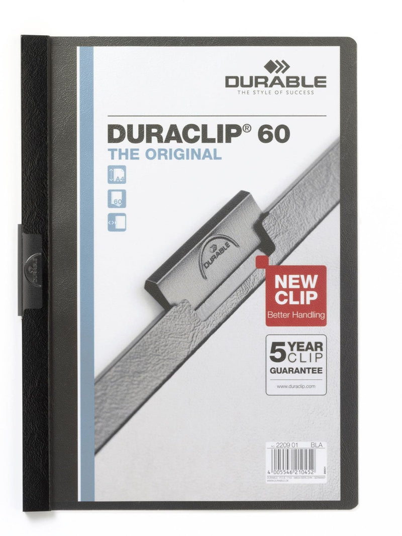 Durable Duraclip - Carpeta, 60 hojas, A4, color negro