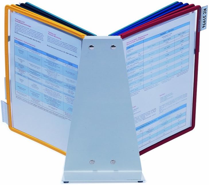Durable VARIO Display Panel Desk Unit | 10 Panels and Tabs in Assorted Colours | Ideal for Storing and Display ing A4 Documents