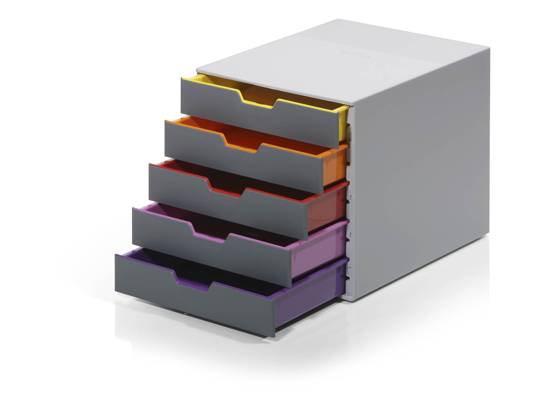 Durable VARICOLOR 5 Drawer Unit | Desktop Drawer Set with 5 Colour Coded Draws | Ideal for Storing Documents and Paper Work