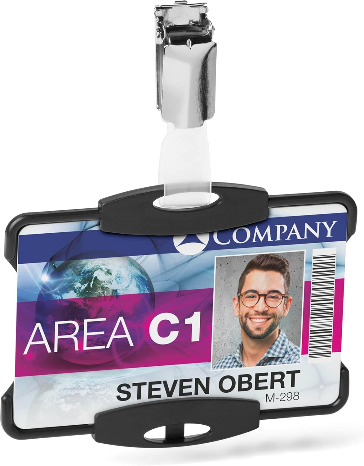 Durable Eco-Friendly ID Card Badge Holder - Black - Recycled Plastic & Blue Angel Certified - Holds 1 ID Security Pass - Pack of 10