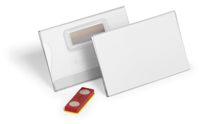 Durable Click Fold Name Badge - 54 x 90mm with Magnet - Anti-Twist - Made from Polypropylene - Pack of 25 - Transparent - Perfect for Events & Exhibitions