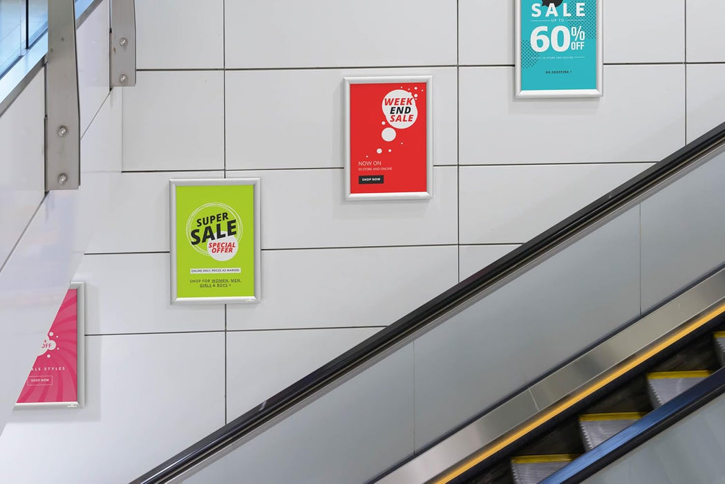 Durable A3 Aluminium Snap Frames - Wall Mounted Via Self-Adhesive Pads or Screw Set - Silver - Pack of 1 - idealfor Displaying Menus, Posters, etc