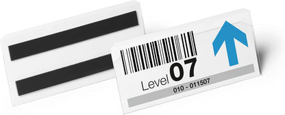Durable Hard Cover Ticket Holder - Magnetic Label Holder - 150 x 67mm - Pack of 10 - Transparent - Perfect for Labelling Shelves and Racking