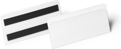 Durable Hard Cover Ticket Holder - Magnetic Label Holder - 150 x 67mm - Pack of 10 - Transparent - Perfect for Labelling Shelves and Racking
