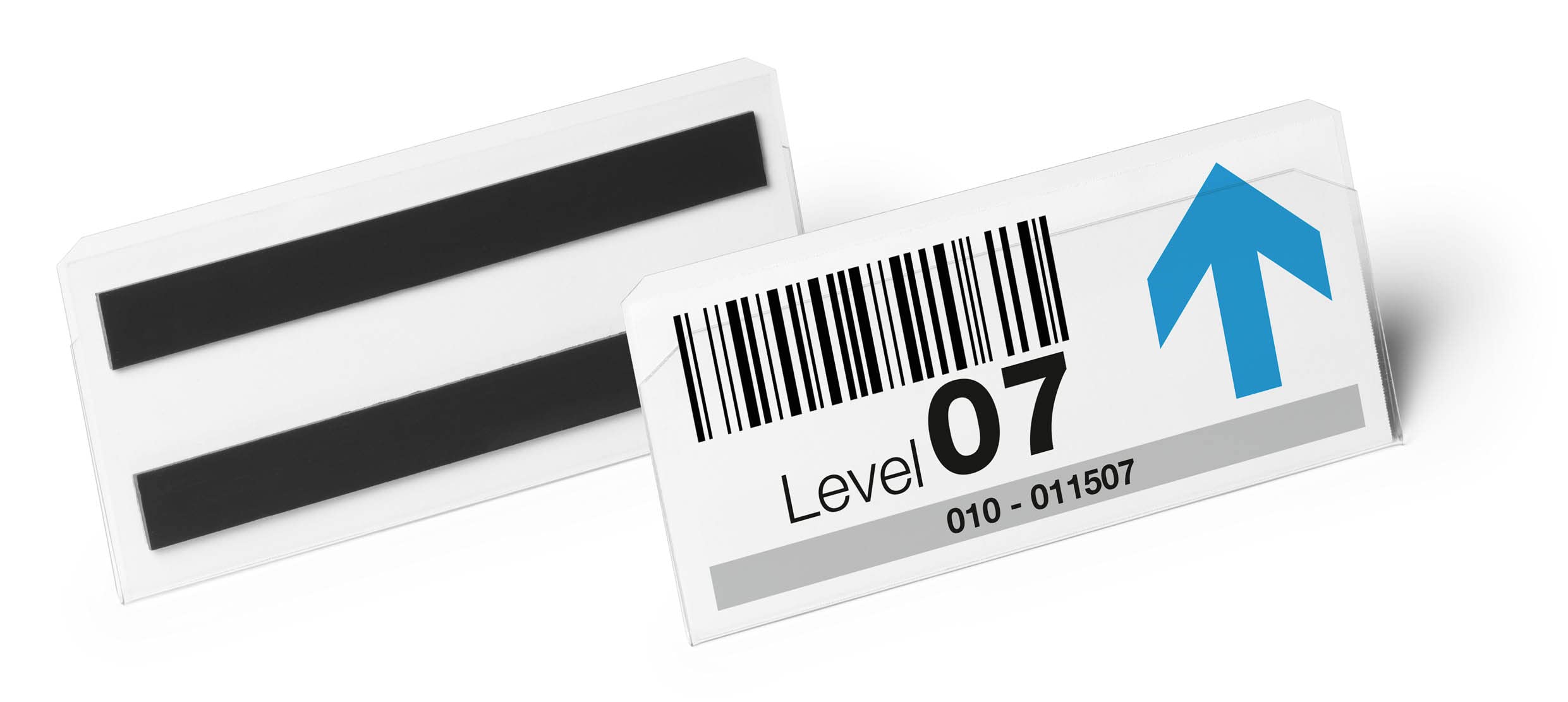 Durable Hard Cover Ticket Holder - Magnetic Label Holder - 150 x 67mm - Pack of 10 - Transparent - Perfect for Labelling Shelves and Racking