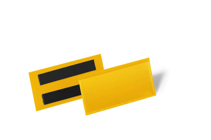 Durable 174104 Tasche con Bande Magnetiche, 100x38 mm, Confezioni da 50 Pezzi, Giallo
