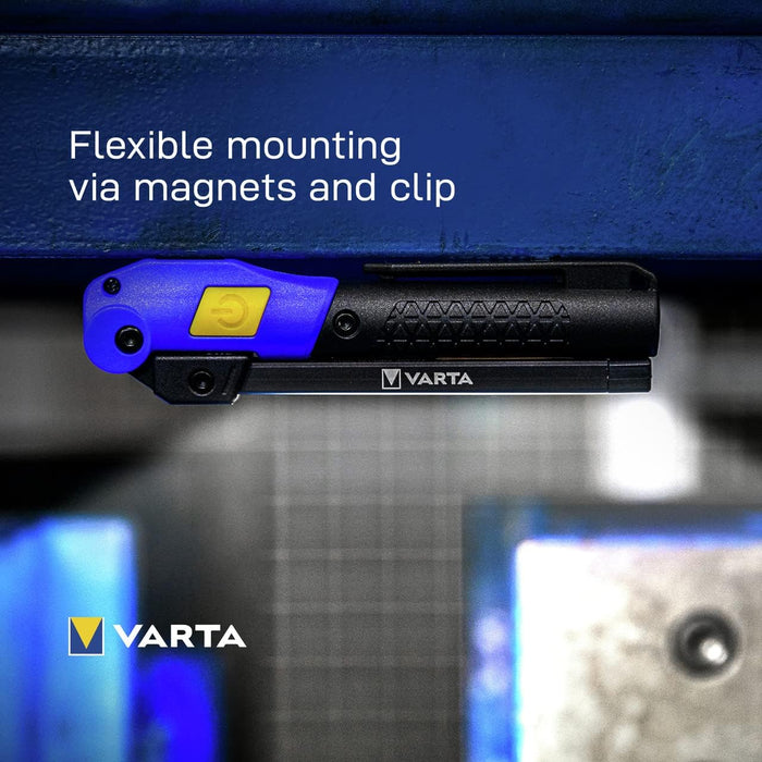 VARTA Work Flex Multifunction Light F20R (Includes UBS Type C Cable, 180° Foldable Design, Spotlight, 2X Panel Light, Magnet and Clip, IP54 Splash and Dustproof, Shockproof