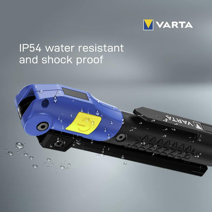 VARTA Work Flex Multifunction Light F20R (Includes UBS Type C Cable, 180° Foldable Design, Spotlight, 2X Panel Light, Magnet and Clip, IP54 Splash and Dustproof, Shockproof