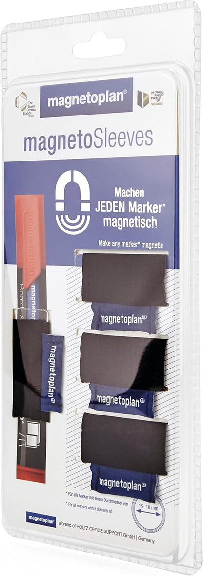 magnetoplan - MagnetoSleeves - Magnetic Marker Pen Holder, Whiteboard Marker Sleeve Holder, Dry Erase Marker Magnetic Holder Organiser for Home Office, Whiteboard or Teacher Supplies - 4 Pack
