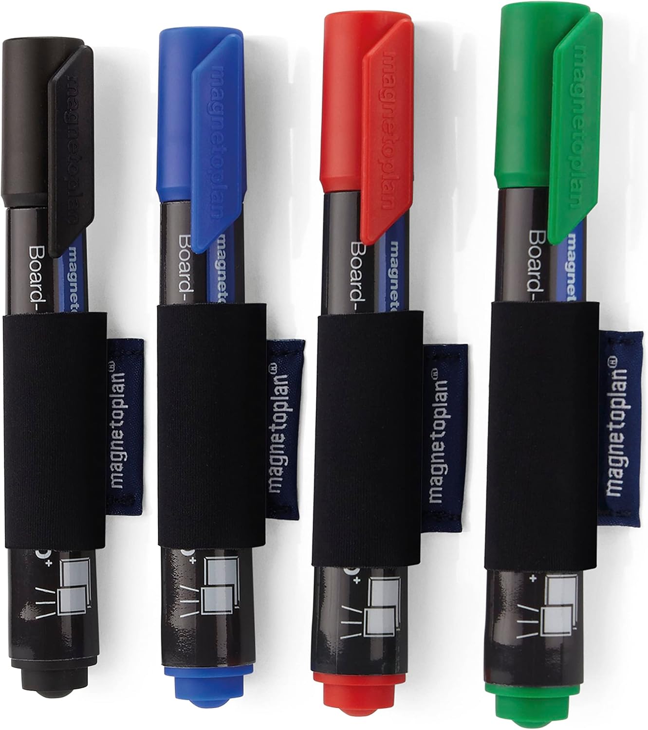 magnetoplan - MagnetoSleeves - Magnetic Marker Pen Holder, Whiteboard Marker Sleeve Holder, Dry Erase Marker Magnetic Holder Organiser for Home Office, Whiteboard or Teacher Supplies - 4 Pack