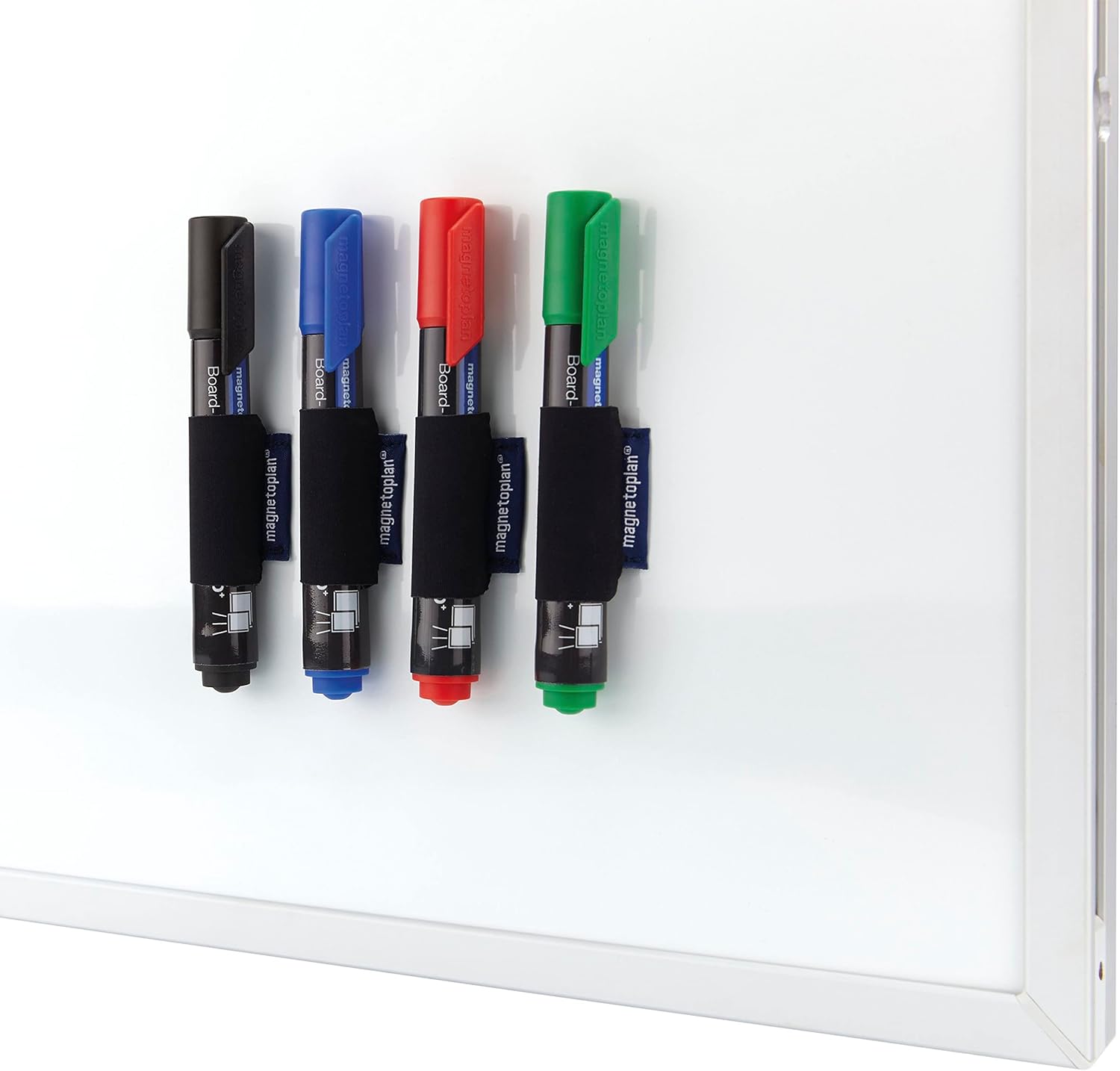 magnetoplan - MagnetoSleeves - Magnetic Marker Pen Holder, Whiteboard Marker Sleeve Holder, Dry Erase Marker Magnetic Holder Organiser for Home Office, Whiteboard or Teacher Supplies - 4 Pack